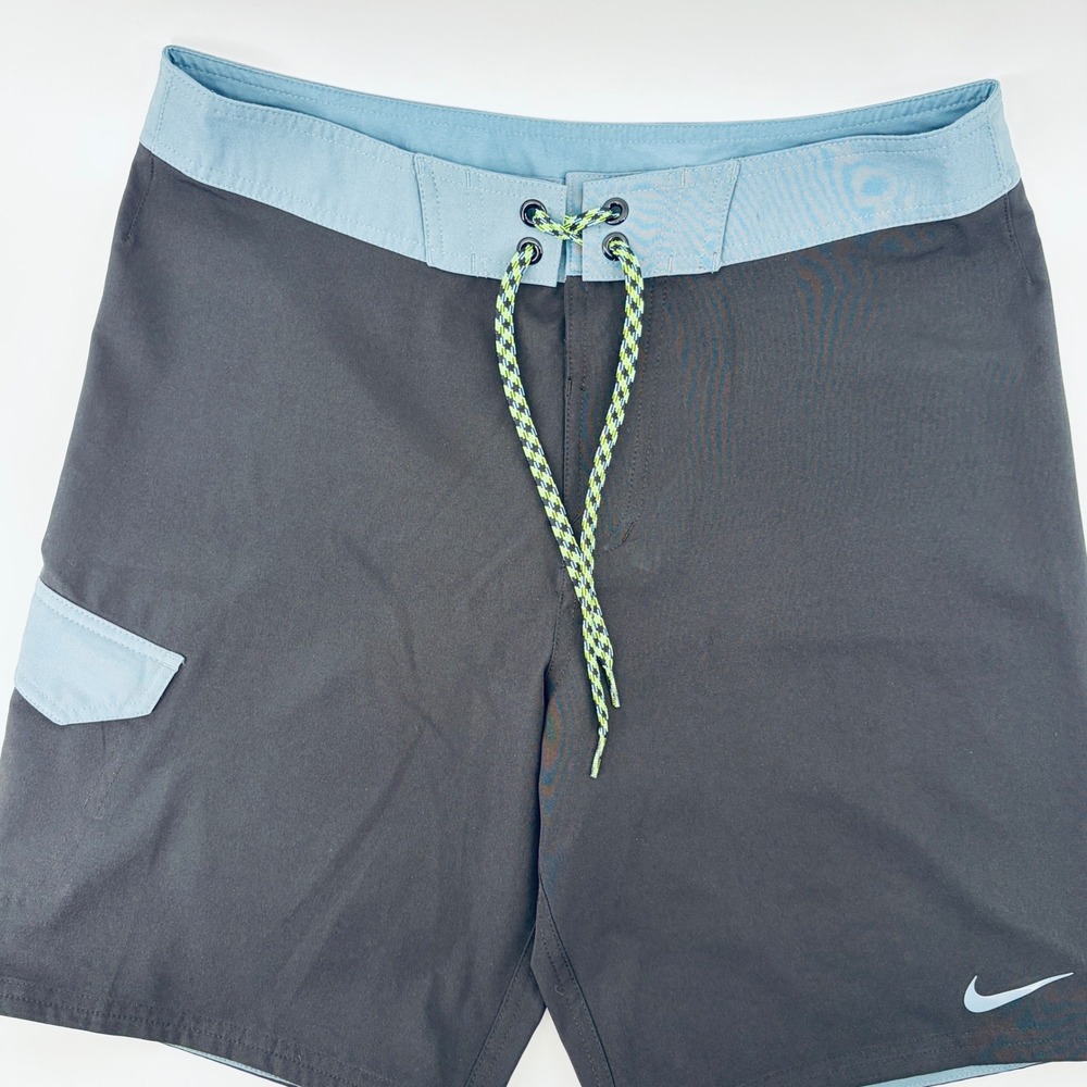 Nike Board Shorts Mens 30 Black Blue Swim Trunks Side Pocket